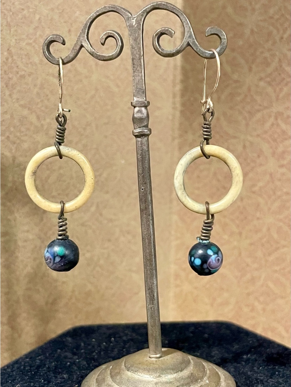 Vintage Clay, Lucite and 14KT Gold Earrings